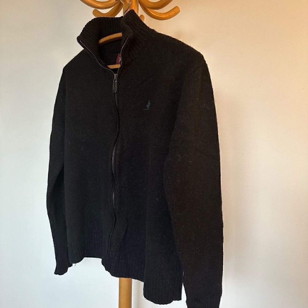 MCS Lambswool plain zip cardigan - M